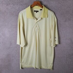 Monterey Club Shirt Mens XL Yellow White Striped Golf Polo Elk Stampede Member‎